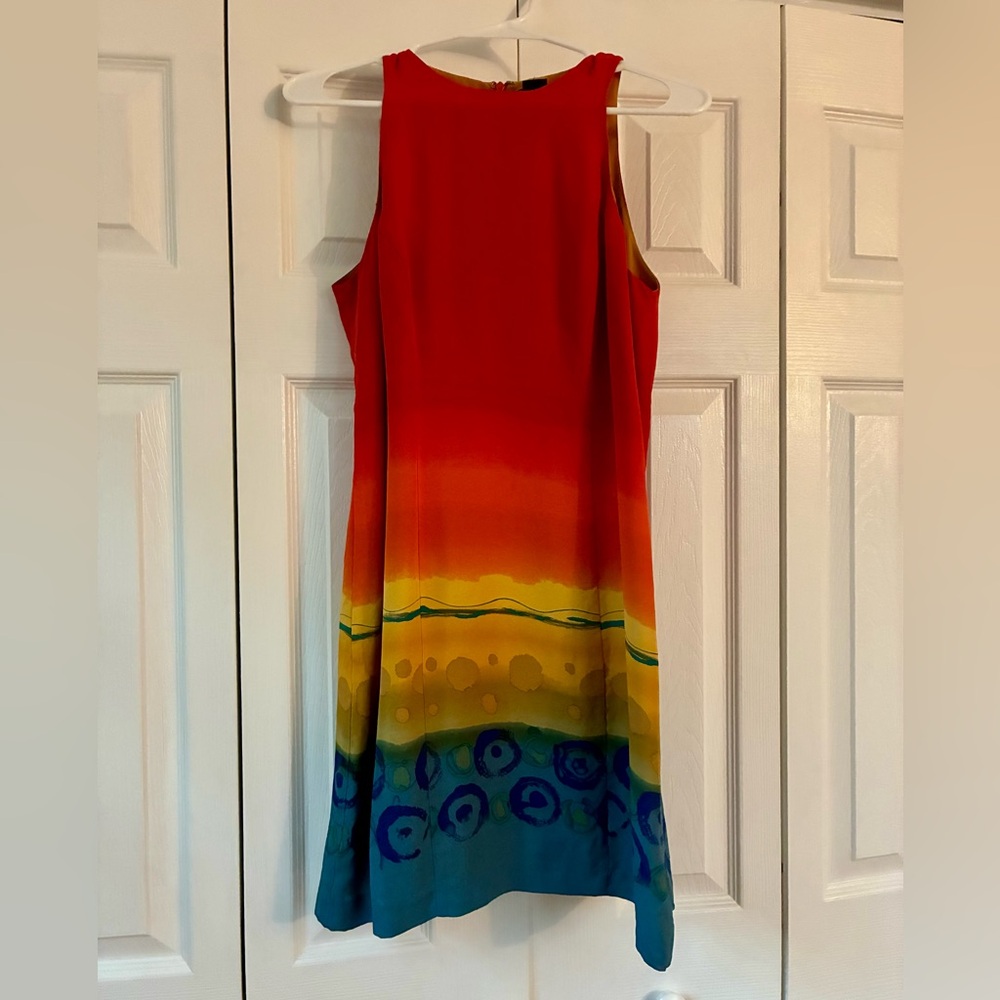 Harold's Vintage Silk Red and Blue Gradient Mini Dress